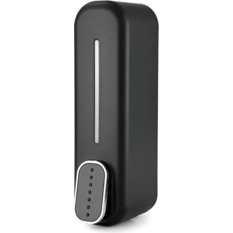 Dispensador manual de jabón de 300 ml, contenedor de gel de ducha de ABS para montaje en pared con botón pulsador, para uso doméstico y hotelero, color negro.