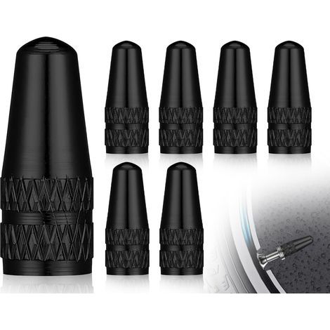 6pcs Black Valve Caps French Aluminum Bicycle Valve Caps Compatible with Presta Bike Tyre Air Valve Cap (1/5)