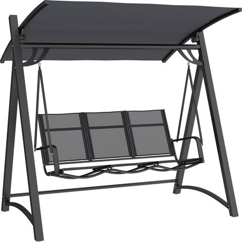 Outsunny 3 Seater Swing Chair, Garden Swing Bench with Adjustable Canopy