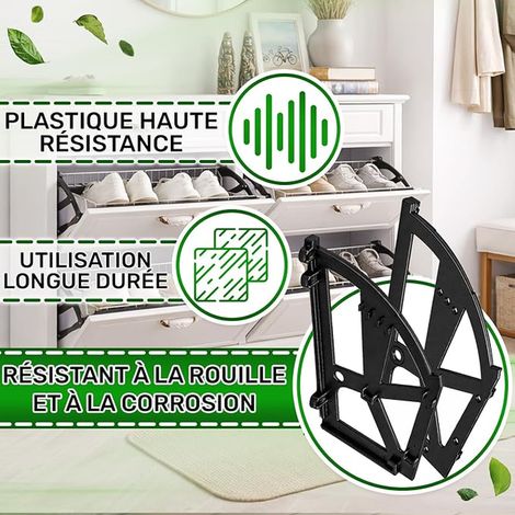 Charnière Meuble Chaussure Entree 295x198x2,4mm Plastique Noire (1/2)