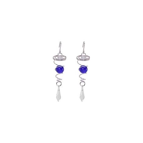 Lot de 2 carillons éoliens en spirale bleus, avec stabilisateur et boule de jardin en acier inoxydable. (1/5)