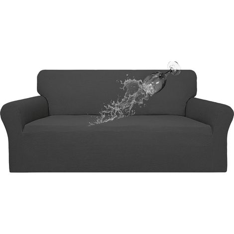 Komfortabler, 100 % wasserdichter Sofabezug, doppelt wasserdichter Sofabezug, Stretch-Jacquard-Sofaüberzug, Möbelschutz für Kinder, Haustiere, Hunde und Katzen (Sofa, Dunkelgrau) (1/5)