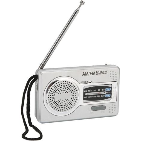 radio à transistor AM FM AM FM Transistor Radio DSP Puce Portable Poche Mini Radio avec Haut-Parleur Prise Casque Argent Gris (1/4)