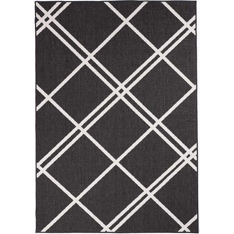 Tapis extérieur, kilim reversible LYN2 AB REVERSIBLE 80x150 noir et crème