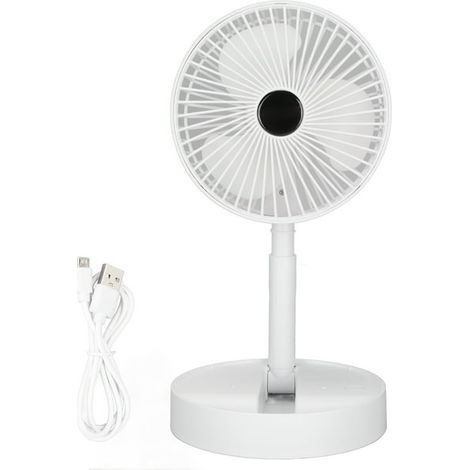 Ventilateur de bureau pliable portable alimenté par batterie USB - Hauteur et angle réglables, 3 vitesses, fonctionnement silencieux - Idéal pour la chambre, le bureau et l'extérieur (1/5)
