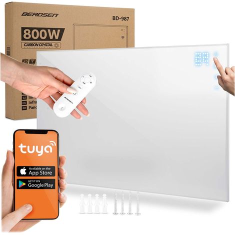 Panel calefactor infrarrojo de 800 W con WiFi y mando a distancia.