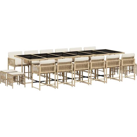 Maison Exclusive - Set comedor de jardín 17 pzas con cojines ratá (1/5)