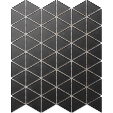 Mosaïque en verre sur filet pour salle de bain ou cuisine 26,3 x 30,3 cm - Back to Black (1/5)