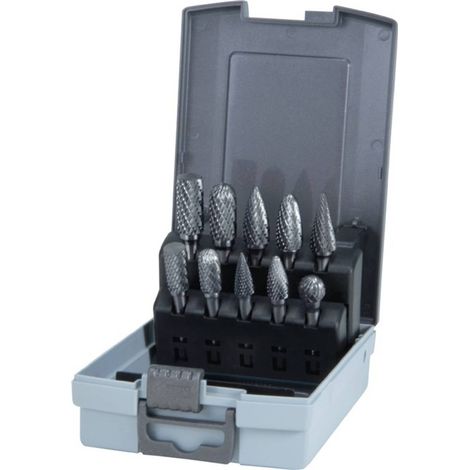 Set di frese rotanti in metallo duro RUKO a croce HM 10 pz Ø 10 / 12 mm in cassetta di plastica - 116003RO (1/4)