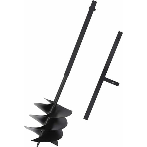 vidaXL Tarière de sol avec manche 250 mm Acier Noir (1/4)