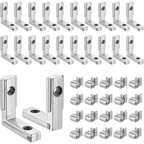 20 Pcs Équerres Intérieures 2020 à Rainure en T pour Profilé Aluminium 20x20, 6 Rainures, 90°, Connecteurs d'Angle Intérieurs à rainure en T pour Profilé Aluminium Série 20, avec Vis (1/5)