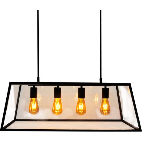 Suspension moderne noire 4xE27 Finland Polux 131cm (1/5)