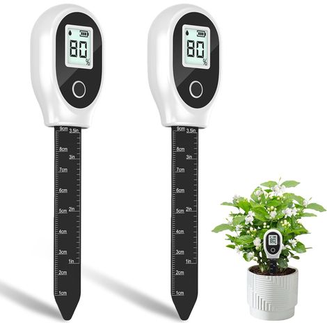 2PCS Humidimètre de Sol Hydromètre, Capteur d'humidité du Sol avec Écran LCD, Testeur Humidité Plante, Hygrometre pour Plantes pour Jardins Fermes Plantes d'Intérieur et d'Extérieur (1/5)