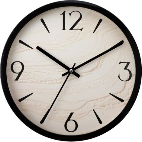 Horloge murale de style minimaliste moderne, cadre noir, cadran texturé, 30,5 cm, mouvement silencieux, tic-tac silencieux, convient pour salon, chambre à coucher, cuisine, bureau (1/5)