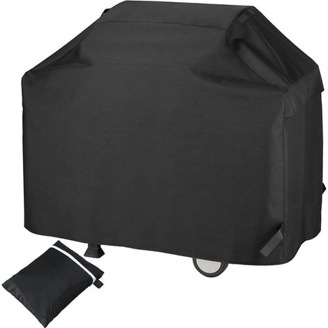 Housse Barbecue Exterieur, Bâche Résistante de 210D Oxford Protection BBQ à Gaz, Housse Plancha Imperméable, Protection UV, Coupe-Vent, Anti-poussière (145x61x117cm Noir)