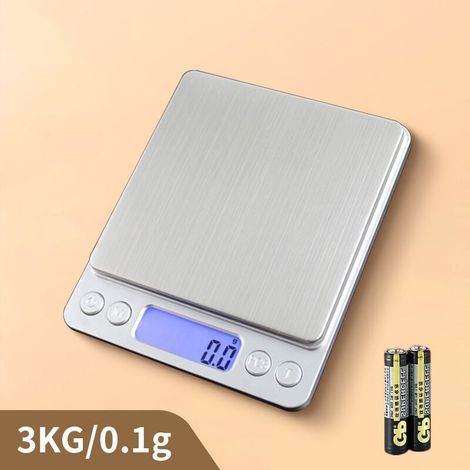 Balance de Cuisine, 3kg x de 0.1g, Échelle de Lettre de Haute Précision avec La Fonction de Tare, Fonction de Compte de Morceau, Grande pour des Ingr¨dients de Mesure, Bijoux, Or, Timbre (1/4)