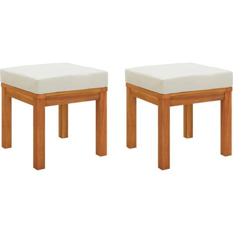Taburetes de jardín con cojines 2 uds madera acacia 40x40x42 cm vidaXL