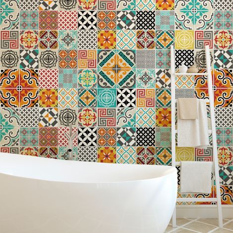 Sticker Mural Carrelage adhésif Cuisine Salle de Bain - 60 STICKERS CARRELAGES AZULEJOS BATISTA - 60stickers10x10cm (1/5)