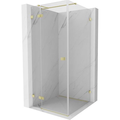 Mexen Lunar T Duschkabine links schwenkbar 80 x 80 cm, transparent, gebürstetes Gold - 834T-080-080-55-00-L (1/5)
