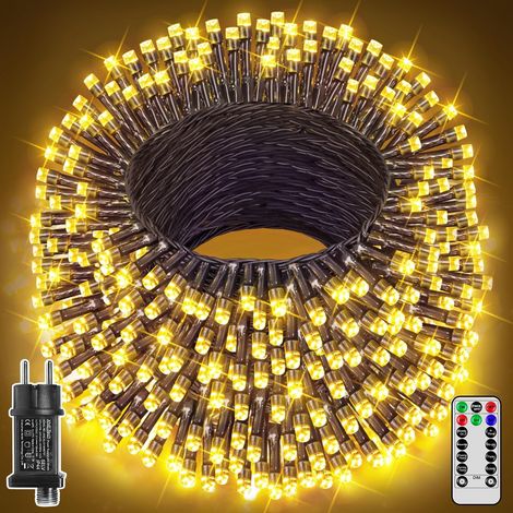 Guirlande Lumineuse 40m 400 LED Intérieur Extérieur avec Télécommande, 8 Modes 3 Minuteries, IP44 Étanche, Guirlande Lumineuse Sapin pour Décoration Jardin, Noël, Maison, Mariage, Blanc Chaud