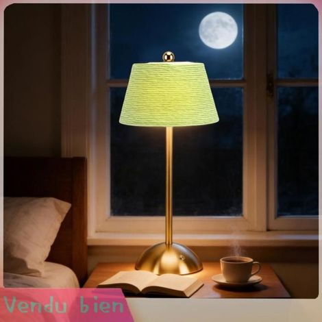 Lampe de Table sans fil, 1200mAh, alimentée par batterie USB, 3 couleurs, gradation continue, tactile, lampe de chevet pour Vert (1/5)