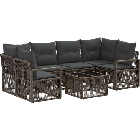 Gartensofa-set 7 stk. Grau Poly-Rattan vidaXL (1/5)