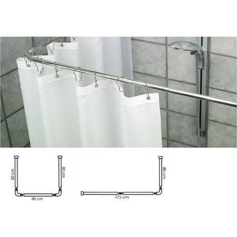 Vtizikl Supporto Tenda Doccia In Acciaio Grigio Bagno 90x90x90 Bastone Asta Telaio Curvo -