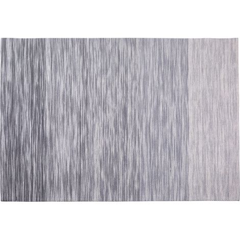 Alfombra gris de lana y poliéster 140 x 200 cm tejida a mano diseño moderno Kapakli