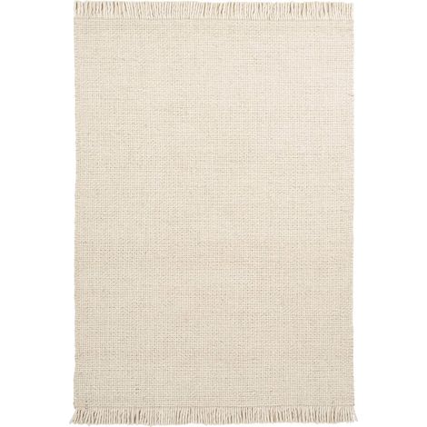 Tapis crème en laine viscose tissé main doux - 170 x 120 cm (1/3)