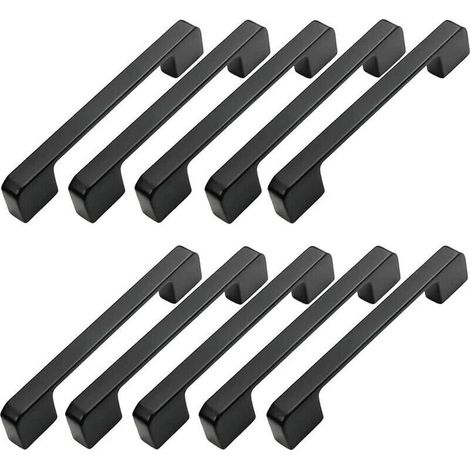 10pcs Poignée Meuble Entraxe 96mm-Poignée Porte Cuisine Noire Poignee Barre Meuble Poignee De Cuisine Noire 96mm (1/5)