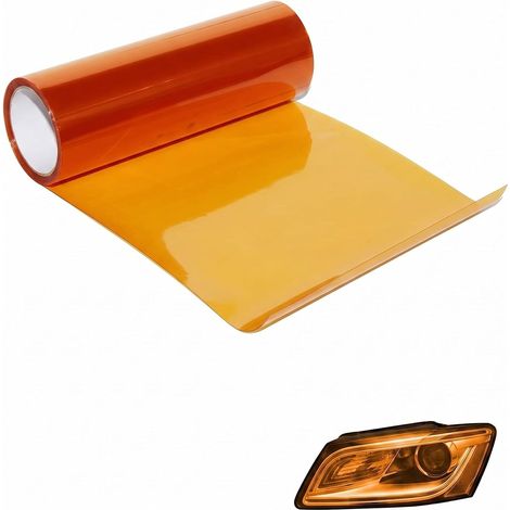 Film Teinté Orange 30x120cm (1 Rouleau) - Protection Auto. Film Adhésif Résistant pour Optiques de Voiture, Facile à Poser. (1/5)