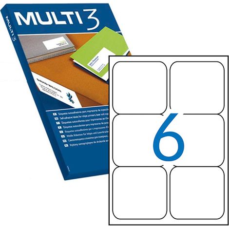 MULTI 3 10500 - Etiquetas adhesivas para impresión, inkjet laser y fotocopiadoras - Medida 99,1 x 93,1 mm, pack de 100 hojas