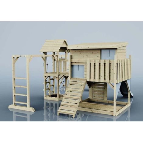 Polarplay Spielturm Malin aus Holz in BlauKinderschaukel (1/4)