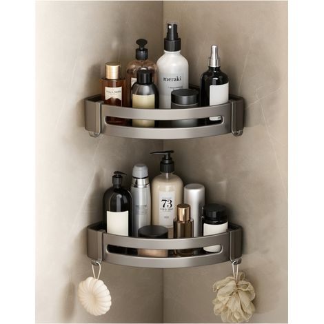 Mensola angolare a parete per bagno grigio antracite migliorato cm (1/5)
