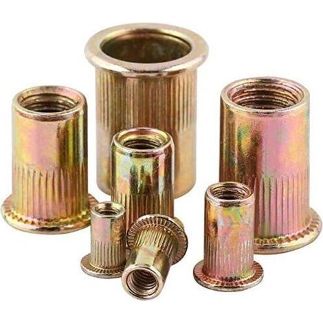 M3-M12 série tête plate grain vertical rivet écrou couleur acier au carbone zingué (M10 (20 pcs/paquet)) (1/4)