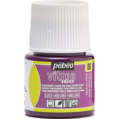 Peinture sur verre V160 effet brillant - 45 ml Peinture pour verre à base d'eau V160, - Contenance : 45ml - Couleur : Rose bengale
