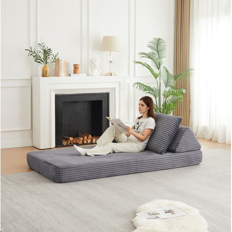 Sofá modular de pana gris, 211,5 x 106,5 x 48 cm DESVIAE (1/5)