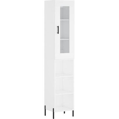 Aparador buffet cómoda armario mueble organizador cocina salón salón alto 34,5 x 34 x 180 cm madera contrachapada blanco 020032291
