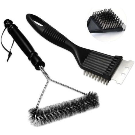 Grill Cleaning Wire Brush, Grill Cleaner, 2 in 1 Pointed Grill Wire Brush + Stainless Steel Curled Grate Brush, Grill Cleaning Kit ( (1/5)