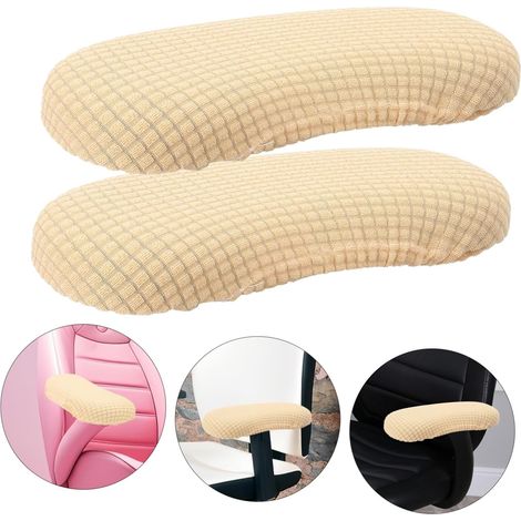 CCYKXA Elastic Office Chair Armrest Cover, Protective, Anti-Slip Design, Polyester, Easy Installation for Office Chair, Beige (1/5)