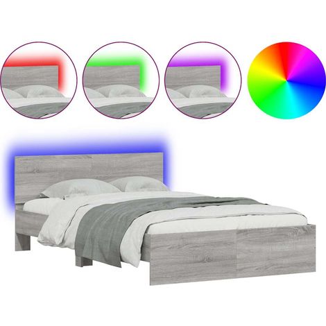 Maison Exclusive - Estructura de cama cabecero y luces LED gris S (1/5)