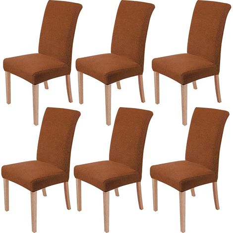 MINKUROW - Juego De 6 Fundas Elásticas Para Sillas De Comedor, Extraíbles Y Lavables, Modernas Y Elásticas, Para Decoración De Sillas, Banquetes, Bodas, Fiestas (Bronceado) (1/5)