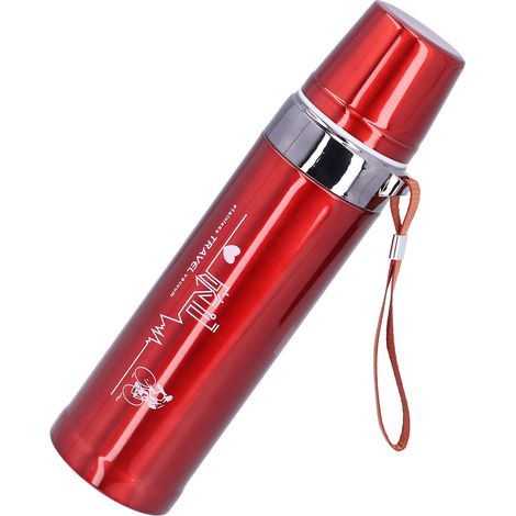 Gourde isotherme en acier inoxydable 750ml rouge 2011, bouteille thermos pour voyage, randonnée, vélo, grande capacité, coupe sous vide pratique et créative. (1/5)