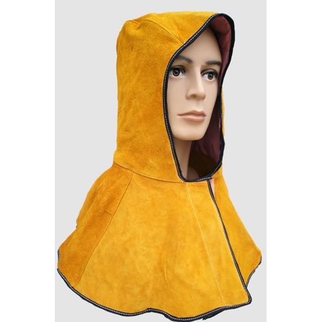 MINKUROW Cappuccio Per Saldatura - Cappuccio Per Saldatura In Pelle, Cappuccio Per Saldatura Sicurezza Resistente Al Calore, Cappuccio Per Saldatura Casco Protettivo Per Saldatura Traspirante Giallo (1/4)