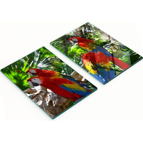 Tableros de vidrio decorativos multifuncionales para cocina con diseño de guacamayos y loros, 2x40x52 cm. (1/5)