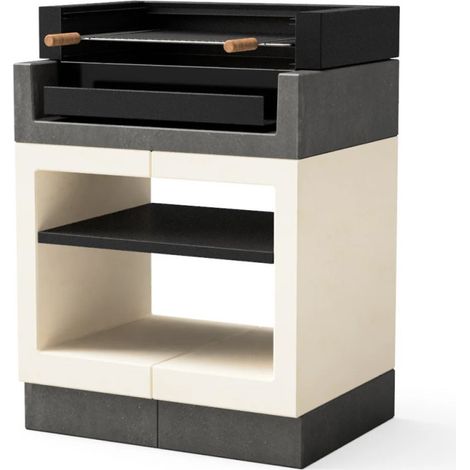 Tiroir avec grille pour barbecue et modules Kitaway 84×63×115 cm  Tiroir en acier gris/blanc pour cuisine extérieure et barbecu (1/5)
