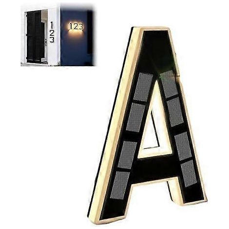 Numéro de maison lumineux à énergie solaire, panneau d'adresse lumineux à LED, étanche, 23 cm (9 pouces) (1/5)