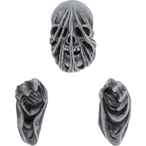Statues de mains fantômes et crânes d'horreur, sculptures de squelettes en résine à fixer au mur, pour la décoration de maisons hantées et de fêtes d'Halloween (1/5)