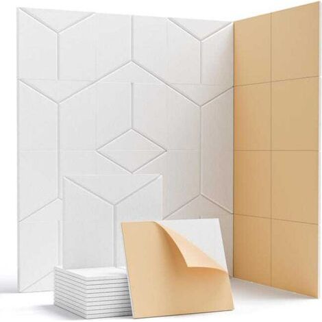 Lot de 12 panneaux acoustiques auto-adhésifs, panneaux muraux insonorisants, panneau absorbant le son en polyester haute densité, 30 x 26 x 0,9 cm