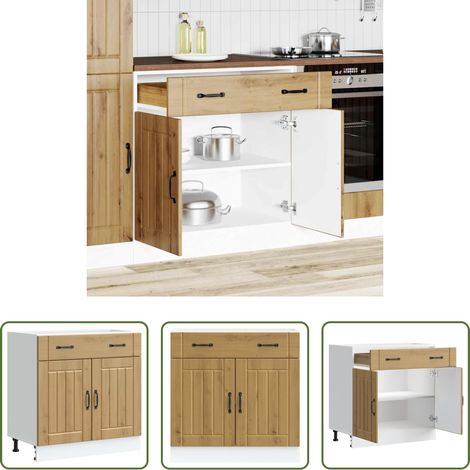 vidaXL Holzwerkstoff -  Küchen-Unterschrank Lucca Artisan-Eiche Holzwerkstoff